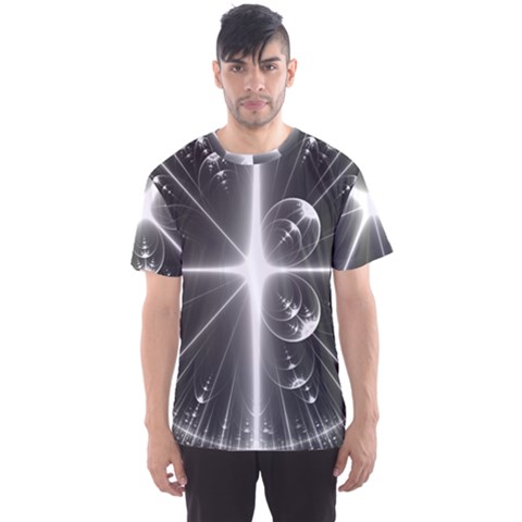 Black And White Bubbles On Black Men s Sport Mesh Tee by Simbadda