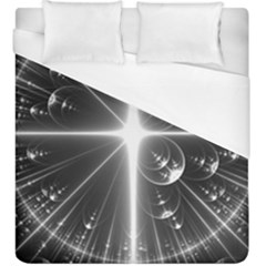 Black And White Bubbles On Black Duvet Cover (king Size) by Simbadda