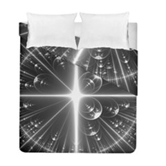 Black And White Bubbles On Black Duvet Cover Double Side (full/ Double Size) by Simbadda