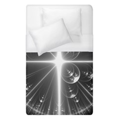 Black And White Bubbles On Black Duvet Cover (single Size) by Simbadda