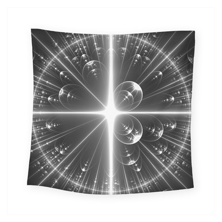 Black And White Bubbles On Black Square Tapestry (Small)