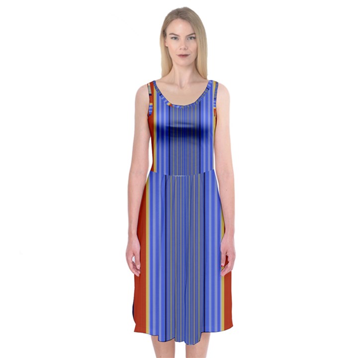 Colorful Stripes Background Midi Sleeveless Dress