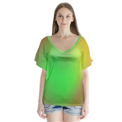 November Blurry Brilliant Colors Flutter Sleeve Top by Simbadda