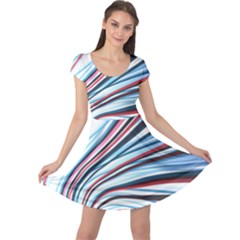 Wavy Stripes Background Cap Sleeve Dresses