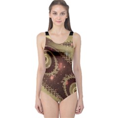 Space Fractal Abstraction Digital Computer Graphic One Piece Swimsuit by Simbadda