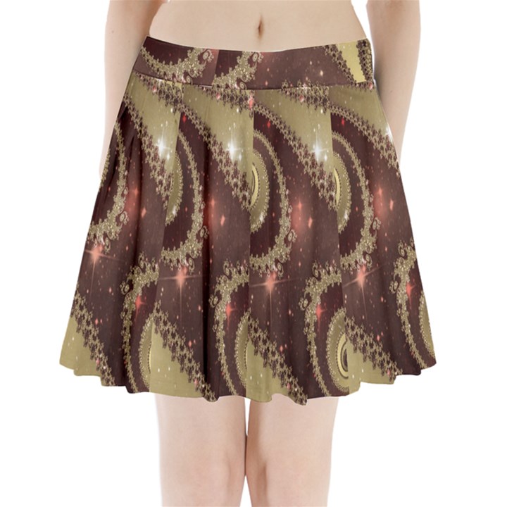 Space Fractal Abstraction Digital Computer Graphic Pleated Mini Skirt