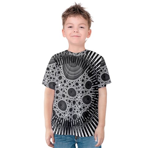 Fractal Background Black Manga Rays Kids  Cotton Tee by Simbadda