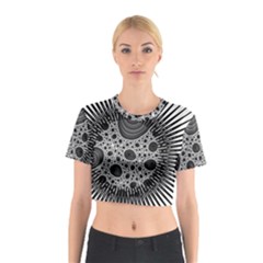 Fractal Background Black Manga Rays Cotton Crop Top by Simbadda