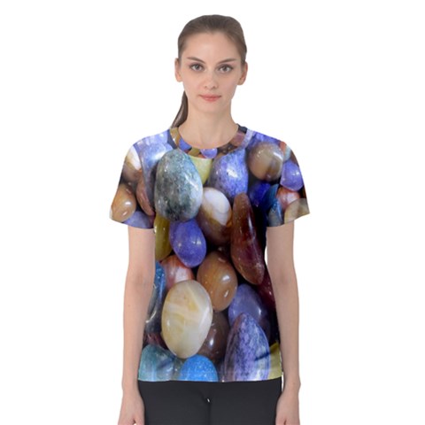 Rock Tumbler Used To Polish A Collection Of Small Colorful Pebbles Women s Sport Mesh Tee by Simbadda