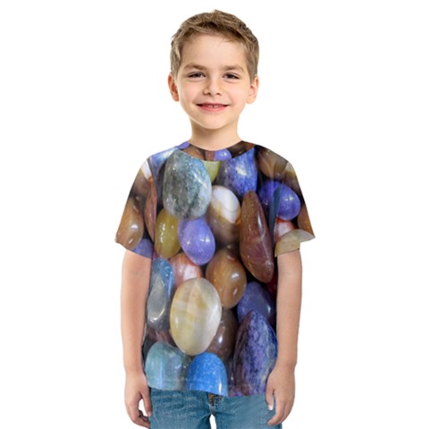 Rock Tumbler Used To Polish A Collection Of Small Colorful Pebbles Kids  Sport Mesh Tee by Simbadda