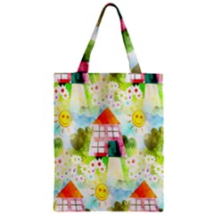 Summer House And Garden A Completely Seamless Tile Able Background Zipper Classic Tote Bag by Simbadda