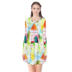 Summer House And Garden A Completely Seamless Tile Able Background Flare Dress by Simbadda