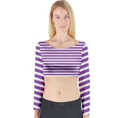 Horizontal Stripes Purple Long Sleeve Crop Top
