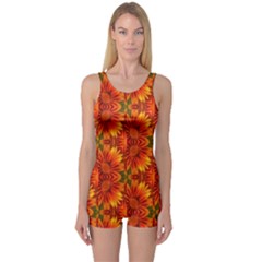 Background Flower Fractal One Piece Boyleg Swimsuit by Simbadda