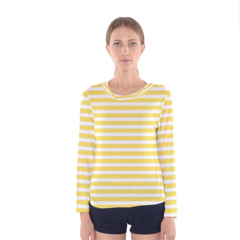 Horizontal Stripes Yellow Women s Long Sleeve Tee by Mariart