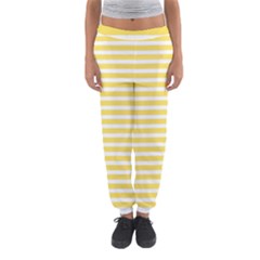 Horizontal Stripes Yellow Women s Jogger Sweatpants by Mariart