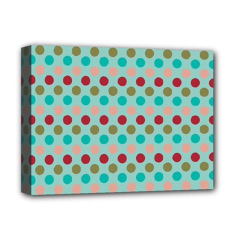 Large Colored Polka Dots Line Circle Deluxe Canvas 16  X 12  