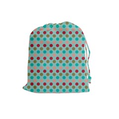 Large Colored Polka Dots Line Circle Drawstring Pouches (large)  by Mariart