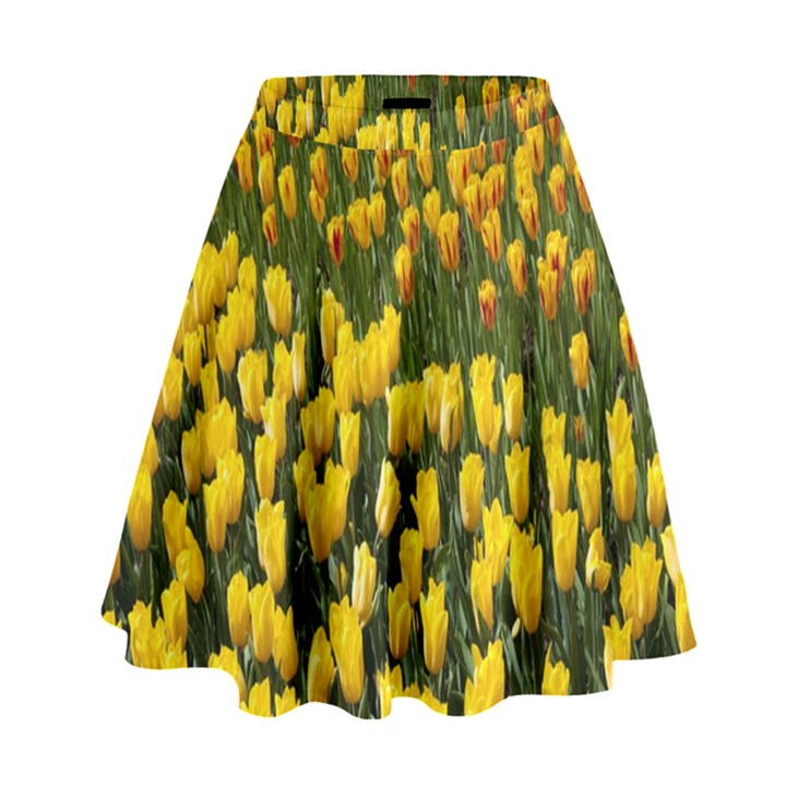 Colorful Tulips In Keukenhof Gardens Wallpaper High Waist Skirt