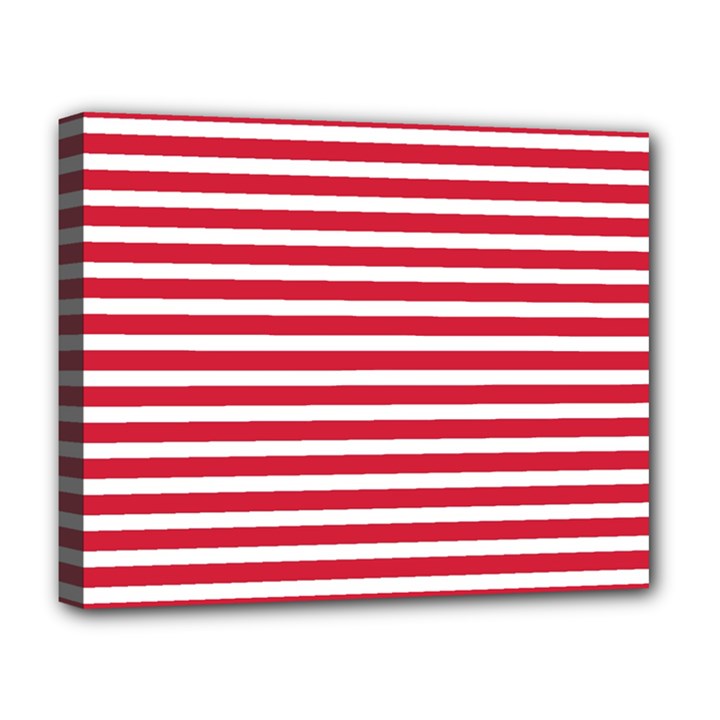 Horizontal Stripes Red Deluxe Canvas 20  x 16  