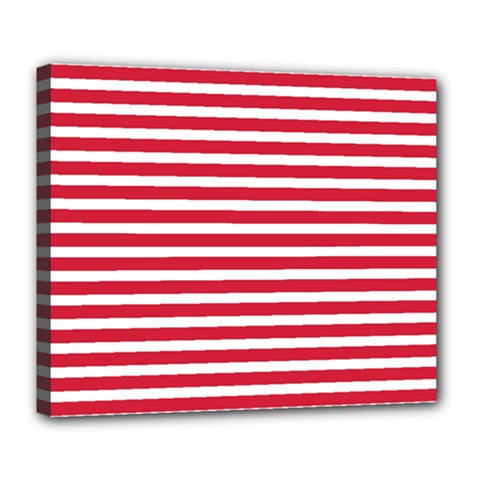 Horizontal Stripes Red Deluxe Canvas 24  x 20  