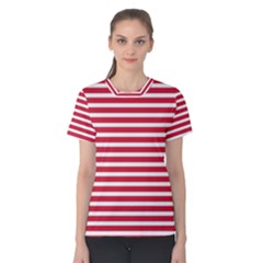 Horizontal Stripes Red Women s Cotton Tee