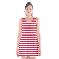 Horizontal Stripes Red Scoop Neck Skater Dress