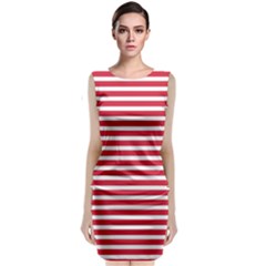 Horizontal Stripes Red Classic Sleeveless Midi Dress