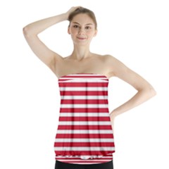 Horizontal Stripes Red Strapless Top by Mariart
