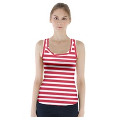 Horizontal Stripes Red Racer Back Sports Top by Mariart