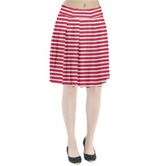 Horizontal Stripes Red Pleated Skirt