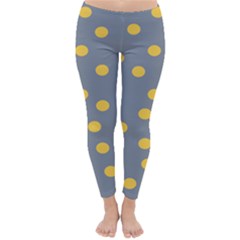 Limpet Polka Dot Yellow Grey Classic Winter Leggings by Mariart