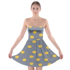 Limpet Polka Dot Yellow Grey Strapless Bra Top Dress by Mariart