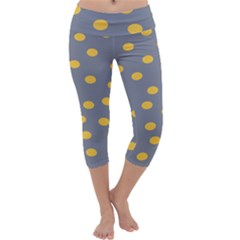 Limpet Polka Dot Yellow Grey Capri Yoga Leggings by Mariart