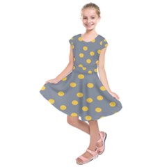 Limpet Polka Dot Yellow Grey Kids  Short Sleeve Dress