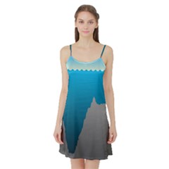 Mariana Trench Sea Beach Water Blue Satin Night Slip by Mariart