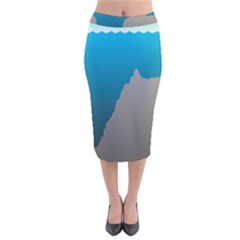 Mariana Trench Sea Beach Water Blue Velvet Midi Pencil Skirt by Mariart