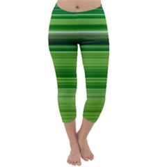 Horizontal Stripes Line Green Capri Winter Leggings 