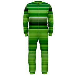 Horizontal Stripes Line Green Onepiece Jumpsuit (men)  by Mariart