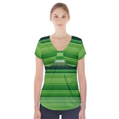 Horizontal Stripes Line Green Short Sleeve Front Detail Top by Mariart