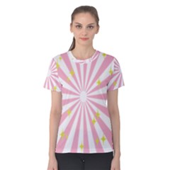 Hurak Pink Star Yellow Hole Sunlight Light Women s Cotton Tee