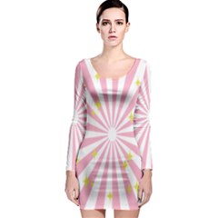 Hurak Pink Star Yellow Hole Sunlight Light Long Sleeve Bodycon Dress