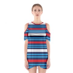 Martini Style Racing Tape Blue Red White Shoulder Cutout One Piece by Mariart