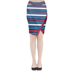 Martini Style Racing Tape Blue Red White Midi Wrap Pencil Skirt by Mariart