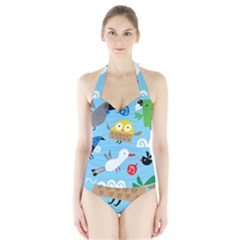 New Zealand Birds Close Fly Animals Halter Swimsuit by Mariart