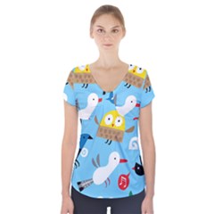 New Zealand Birds Close Fly Animals Short Sleeve Front Detail Top by Mariart