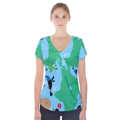 New Zealand Birds Detail Animals Fly Short Sleeve Front Detail Top by Mariart