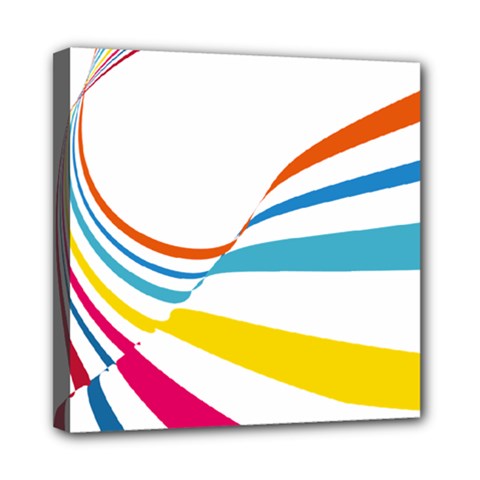 Line Rainbow Orange Blue Yellow Red Pink White Wave Waves Mini Canvas 8  X 8  by Mariart