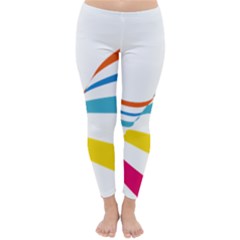 Line Rainbow Orange Blue Yellow Red Pink White Wave Waves Classic Winter Leggings by Mariart