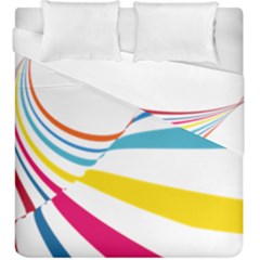 Line Rainbow Orange Blue Yellow Red Pink White Wave Waves Duvet Cover Double Side (king Size)